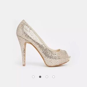 ALDO Nean Gold Glitter Peep Toe Heels